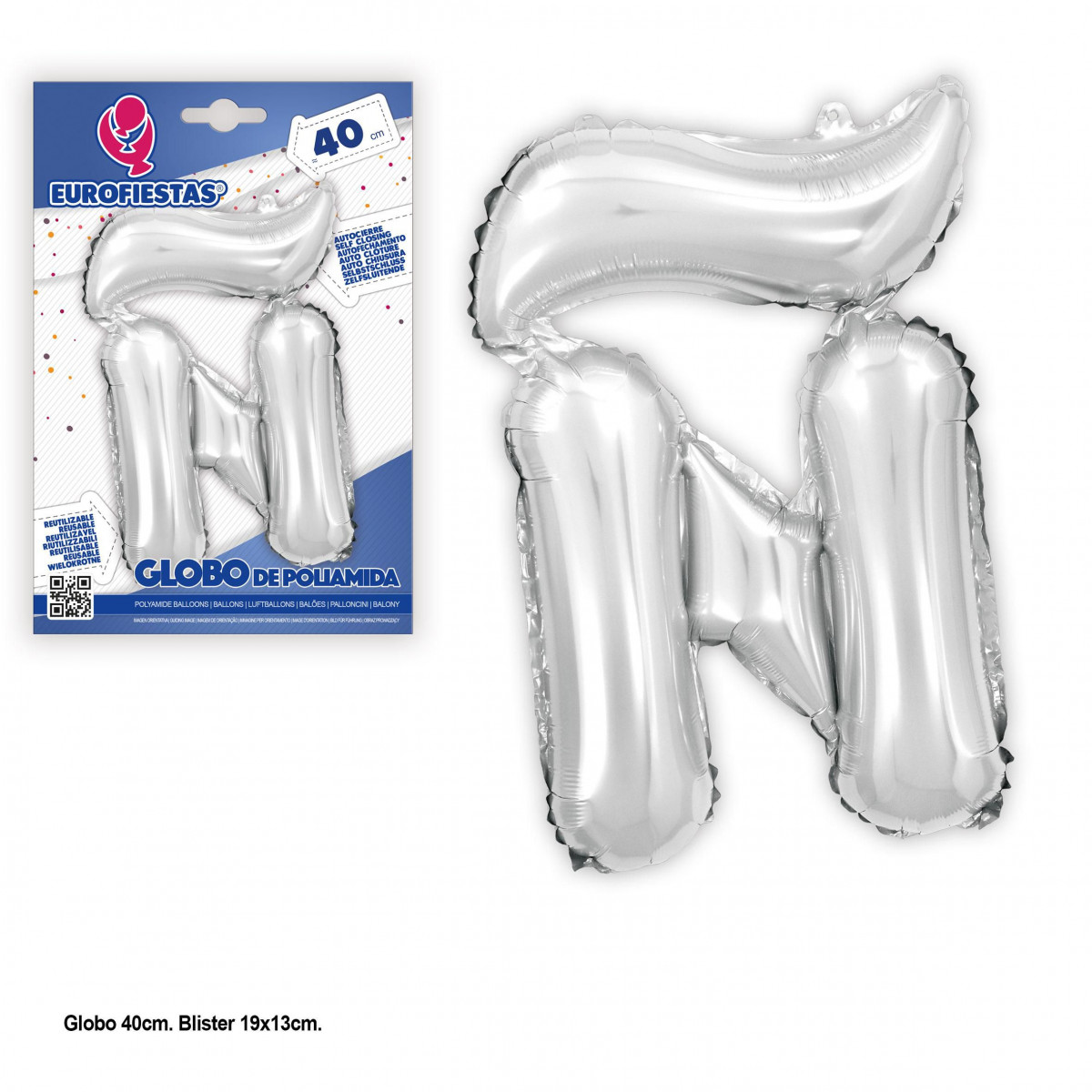 Globo foil 40cm. prata brilho ñ
