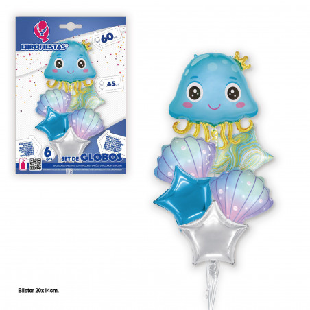 Conjunto de balões foil azul medusa