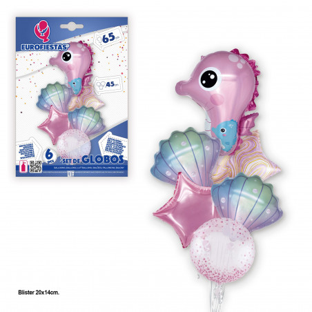 Conjunto de balões de folha de cavalo marinho rosa