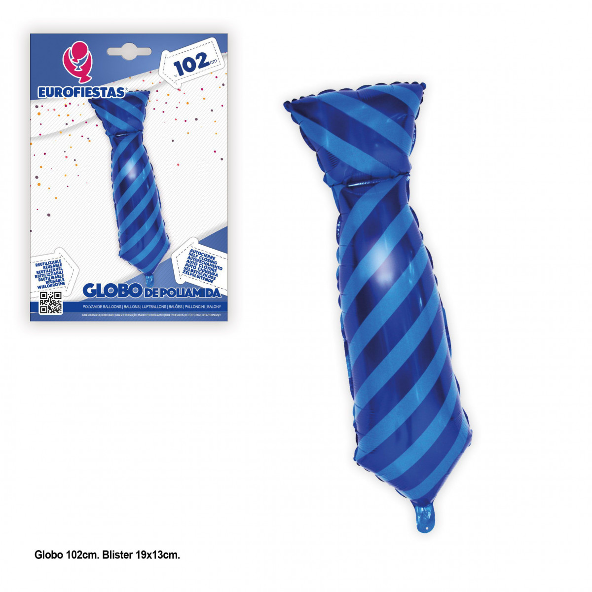 Laço balão foil riscas azuis 102cm