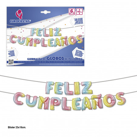 Conjunto de balões de alumínio Happy Birthday em tons claros