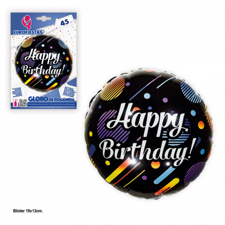 balão alumínio forma losango confete feliz aniversário