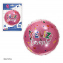 Balão foil 45cm redondo feliz aniversário fúcsia