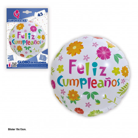balão alumínio redondo bolinhas azuis feliz aniversário