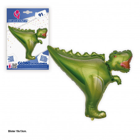 balão alumínio pé tiranossauro verde