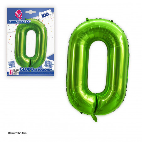 Balão Foil 1m verde nº 0