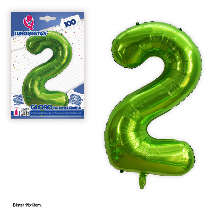 Balão Foil 1m verde nº 2