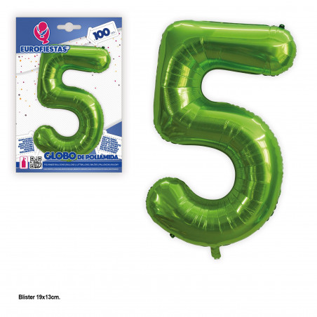 Balão Foil 1m verde nº 5
