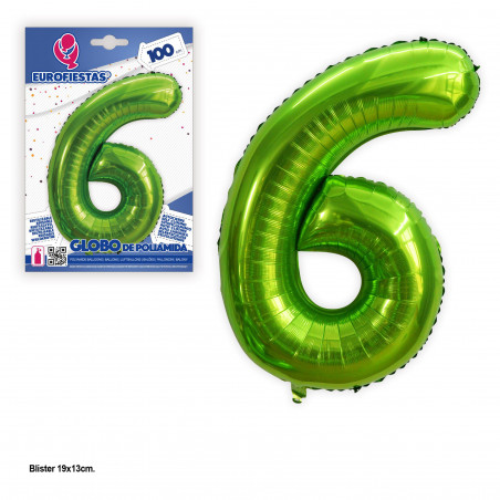 Balão Foil 1m verde nº 6