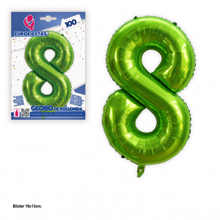 Balão Foil 1m verde nº 8