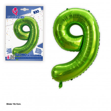 Balão Foil 1m verde nº 9