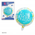 Globo redondo azul é um menino.
