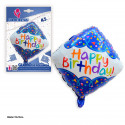 Globo foil forma losango feliz aniversário confete