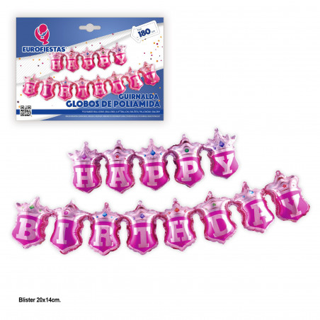 Globos de foil guirlanda feliz aniversário escudo rosa