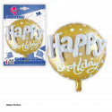 Globo foil 3D feliz aniversário ouro 58cm