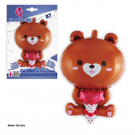 Globo foil de pé ursinho marrom 87cm