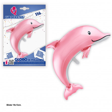 Balão foil golfinho rosa 116cm
