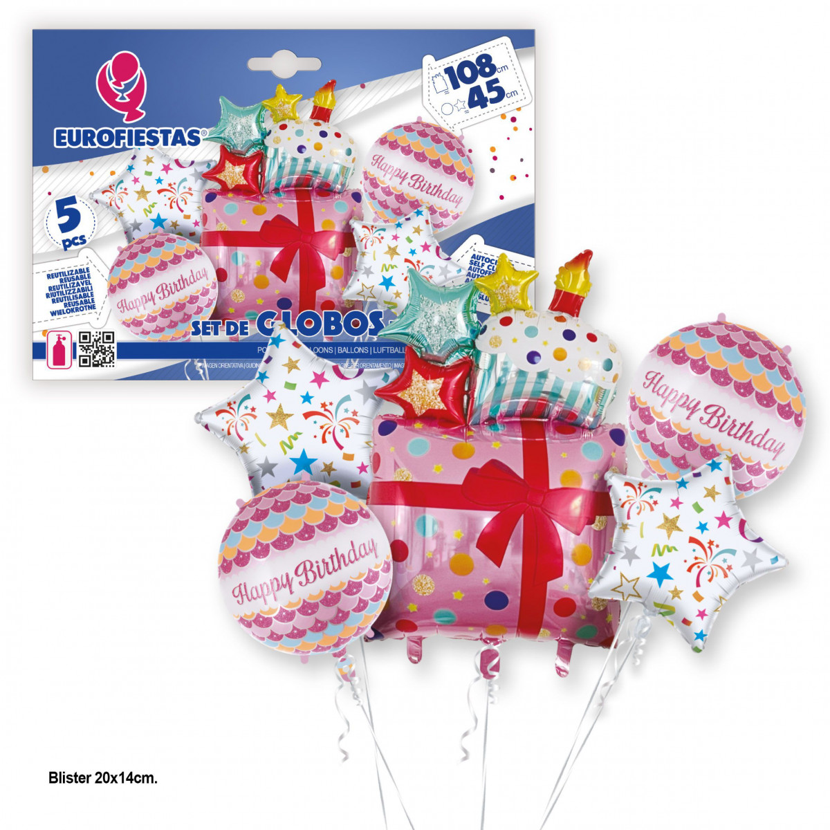 Conjunto de balões de papel alumínio rosa