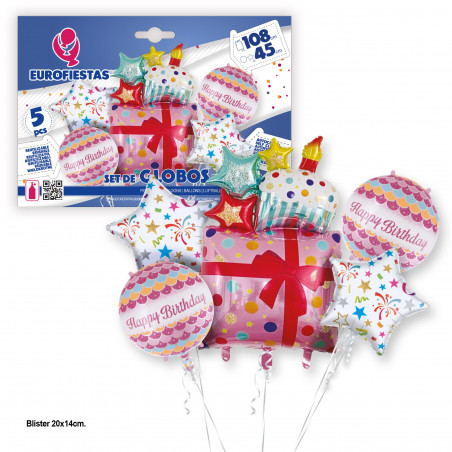 Conjunto de balões de papel alumínio rosa