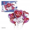 Conjunto de balões de foil com corações e ursos eu te amo