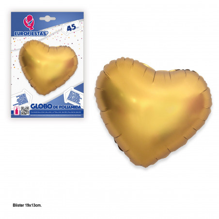 Balão foil coração 45cm ouro fosco