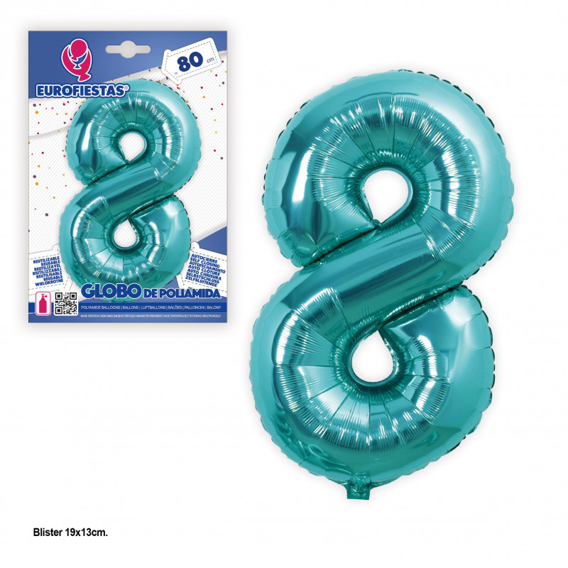 Balão Foil 80cm turquesa 8