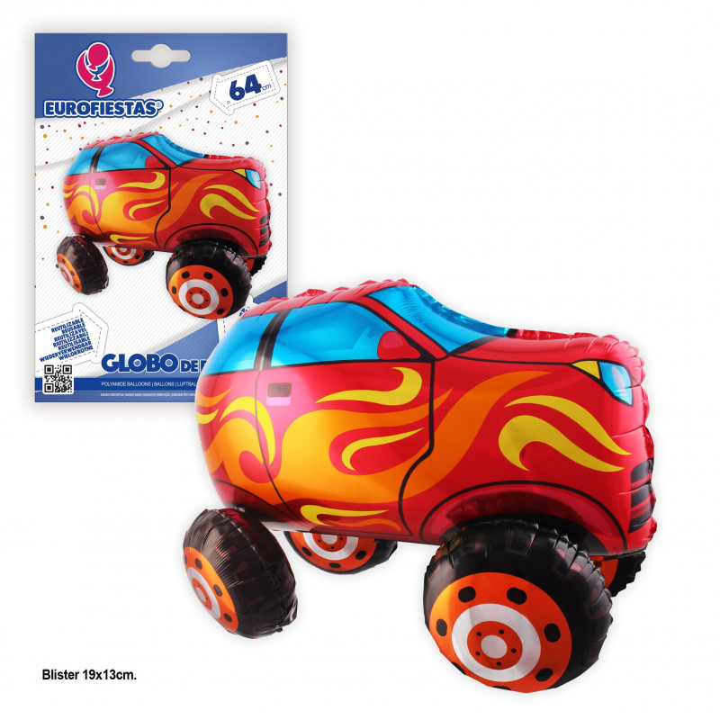 Globo foil carro de pé 64cm vermelho