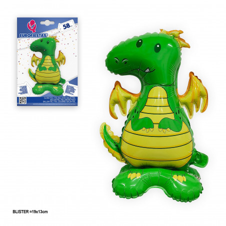 Globo foil com pé dragão verde 58cm