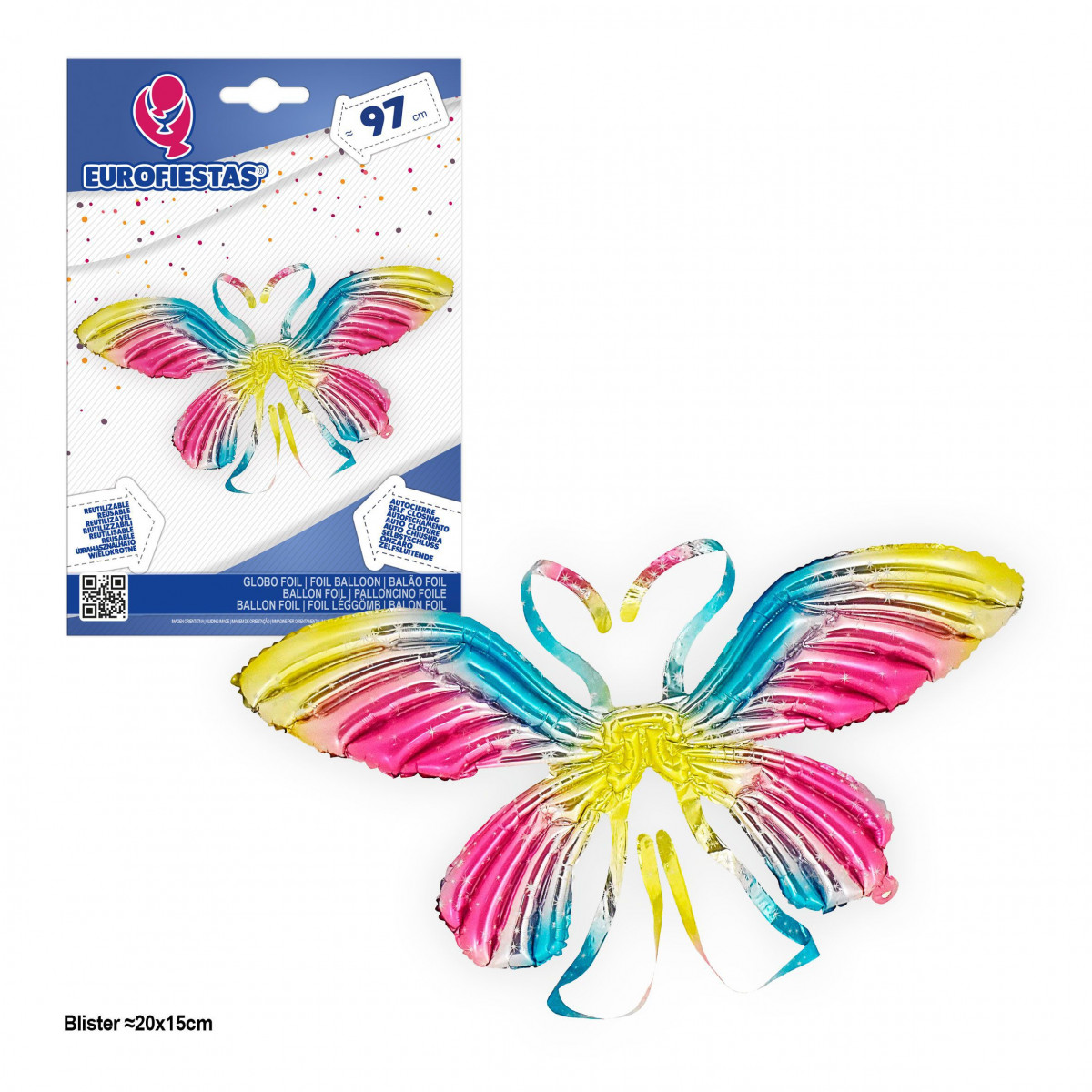 Globo foil asas de borboleta 97cm tons