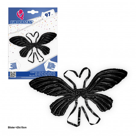 Balão foil asas de borboleta 97cm preto