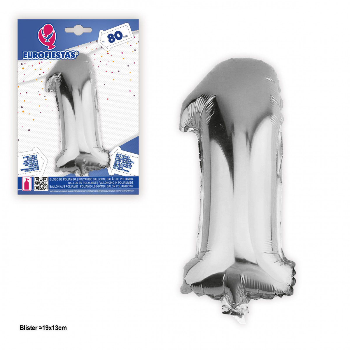 Balão Foil 80cm prata nº 1