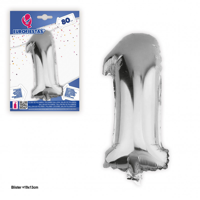 Balão Foil 80cm prata nº 1