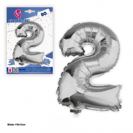 Balão Foil 80cm prata nº 2