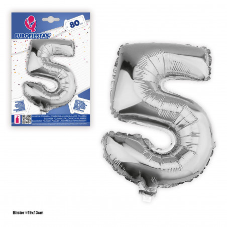 Balão Foil 80cm prata nº 5