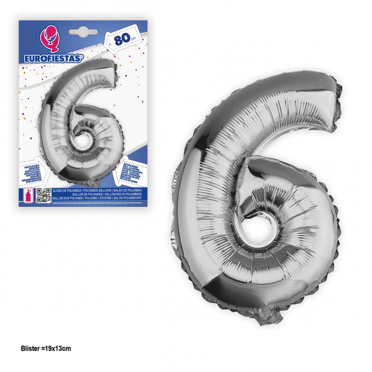 Balão Foil 80cm prata nº 6
