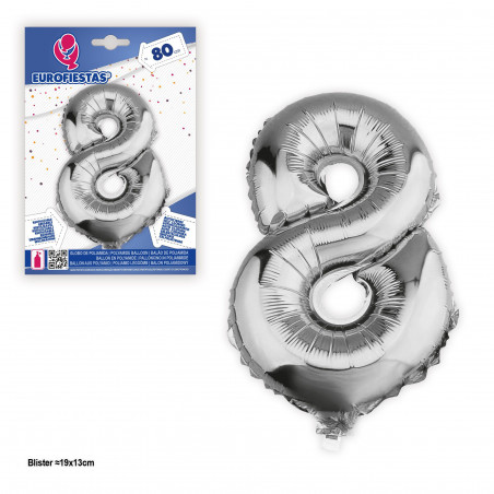 Balão Foil 80cm prata nº 8