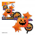 Conjunto de balões de alumínio de Halloween com abóboras e estrelas, 5 peças