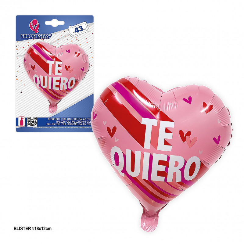 Globo foil coração rosa te quero 43cm