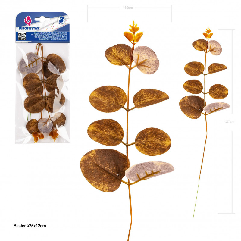 Folha decorativa de eucalipto caduca 31cm 2pcs