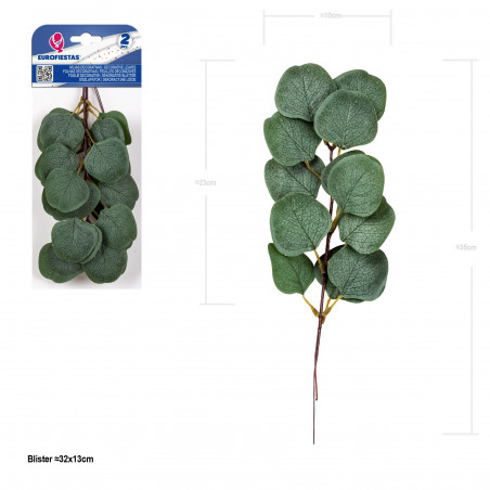 Folha decorativa de eucalipto 23cm 2 unidades