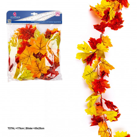 Folhas decorativas de bordo outonais tira 175cm