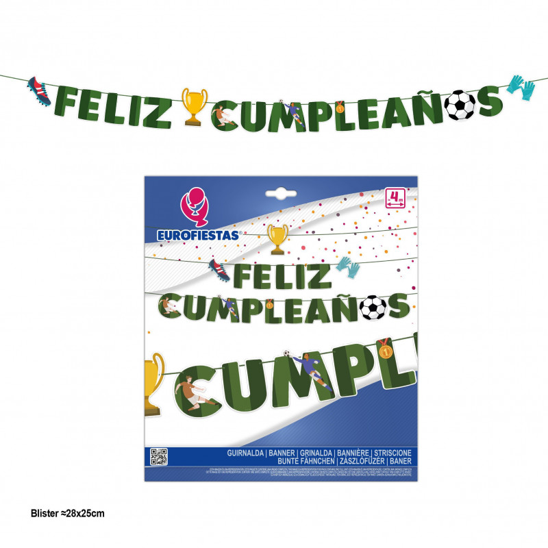 Guirlanda feliz aniversário elementos de futebol