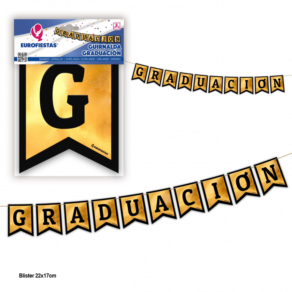 Guirlanda de formatura bandeirinhas douradas queimadas