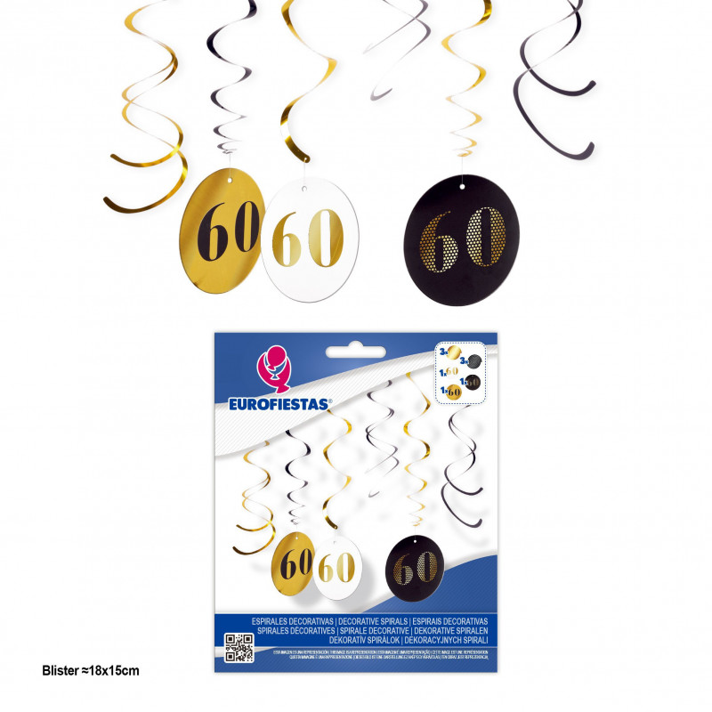 Espirais decorativas círculos preto ouro 60
