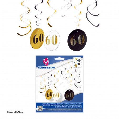 Espirais decora.preto ouro círculos 60
