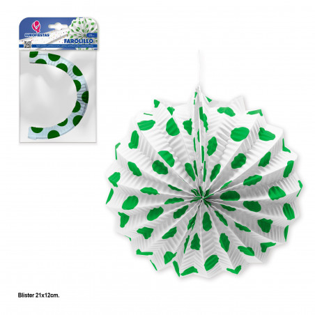 Lanterna branca com bolinhas verdes