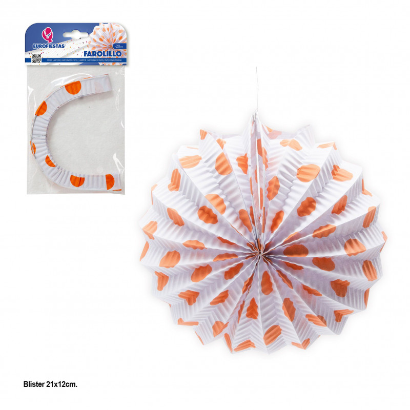 Lanterna branca com bolinhas laranja