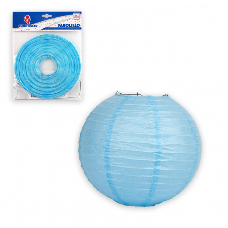 Lanterna redonda 25cm celeste