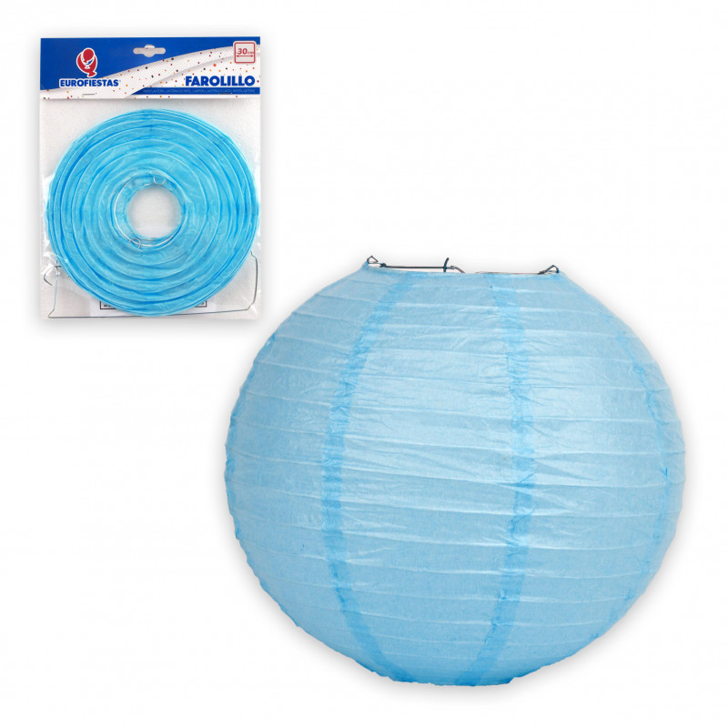 Lanterna redonda 30cm celeste