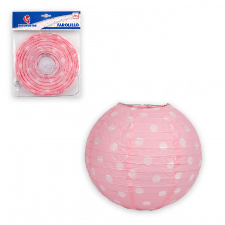 Lanterna redonda 20cm pontos rosa